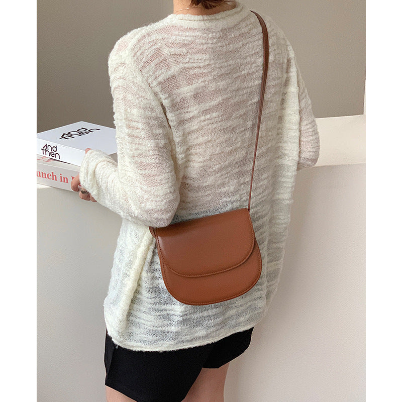 Niche genuine leather bag for women, high-end simple saddle bag, new commuter versatile shoulder crossbody bag for women