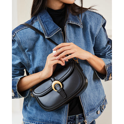 Temperament single shoulder armpit bag for women 2024 new genuine leather women's bag high-end crossbody bag niche design saddle bag