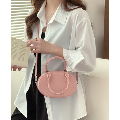 Women's Bags 2024 New Crossbody Small Bag Women's Bowling Handheld Small Round Bag High-end Genuine Leather Shoulder Women's Bag