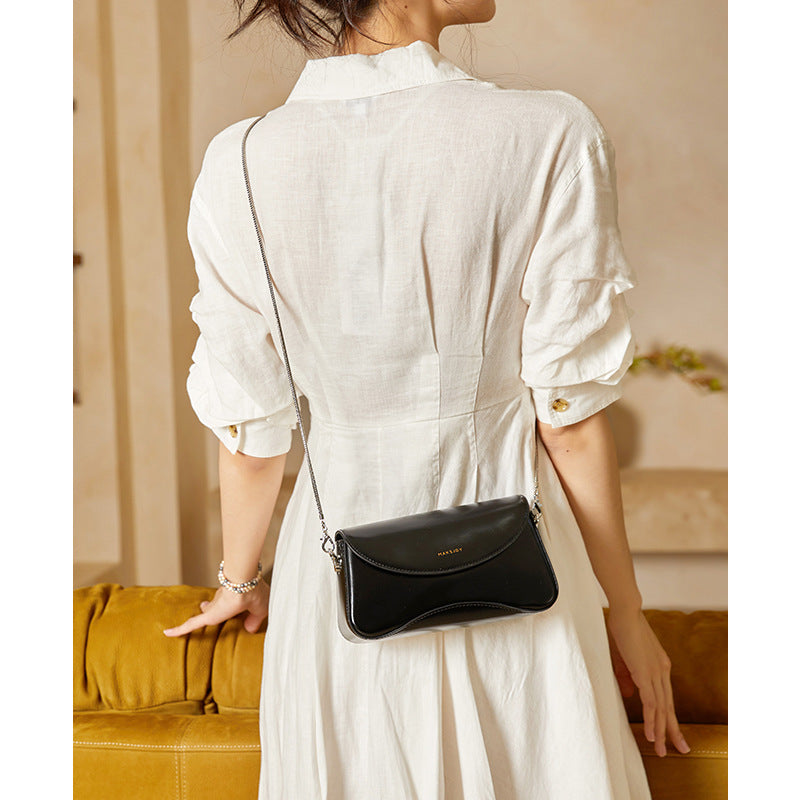 Niche commuter crossbody bag women's bag genuine leather high-end small square bag new fashion chain shoulder small bag