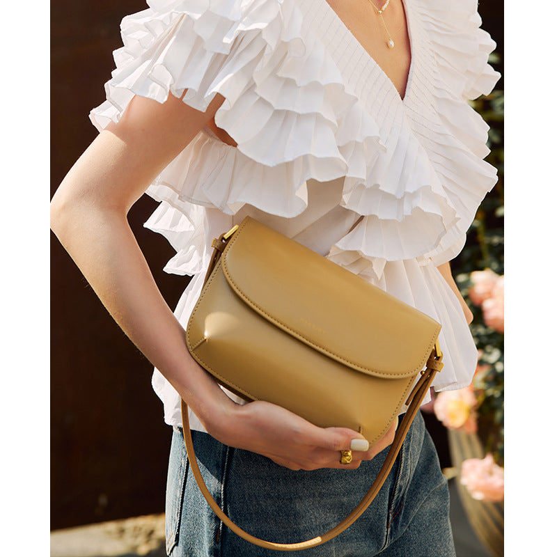 Crossbody women's bag, high-end armpit small square bag, new fashion genuine leather bag, niche accordion bag, shoulder bag