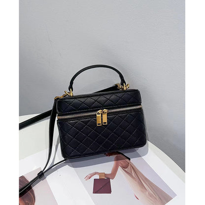 Xiaoxiangfeng box bag women's genuine leather portable rhombus small square bag new texture cross-body small bag shoulder bag