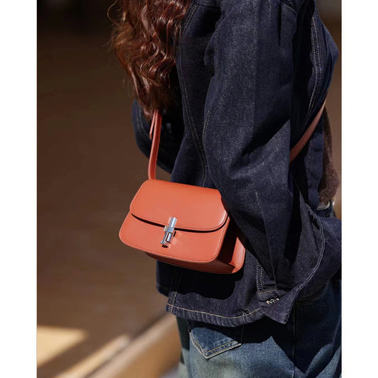 French cowhide tofu bag 2024 new light luxury women's bag high-end niche genuine leather small square bag single shoulder crossbody bag