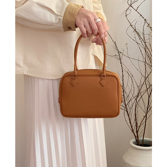 High-end Feather Bag Genuine Leather Light Luxury Handbag Women's Small Square Bag 2024 New Simple Crossbody Small Bag Shoulder Bag