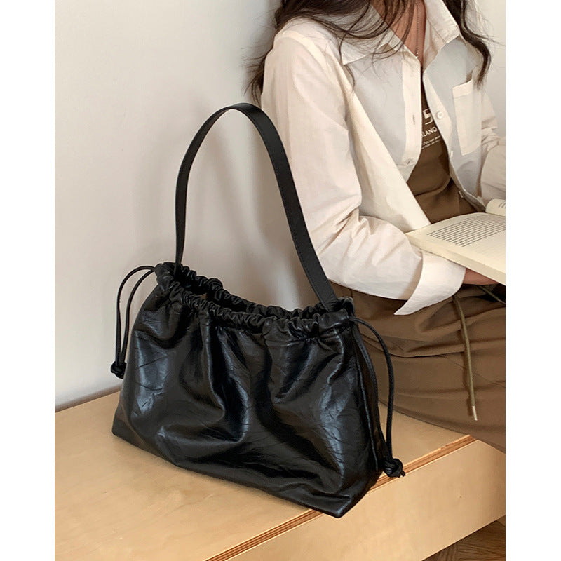 Genuine leather handheld tote bag, women's large-capacity shoulder bag, new first-layer cowhide bag, high-end commuter bag