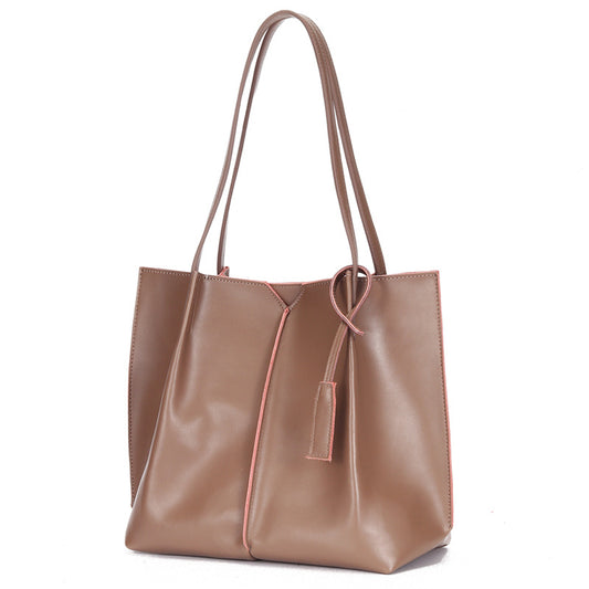 Bags for women new style genuine leather fashion bucket bag simple large capacity tote bag high-end armpit shoulder bag