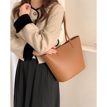 Tote women's bag new autumn and winter large-capacity genuine leather women's bag high-end shoulder bag women's commuter bucket bag