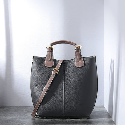 Commuting business large-capacity handbag, high-end tote bag, new versatile niche texture three-dimensional genuine leather women's bag