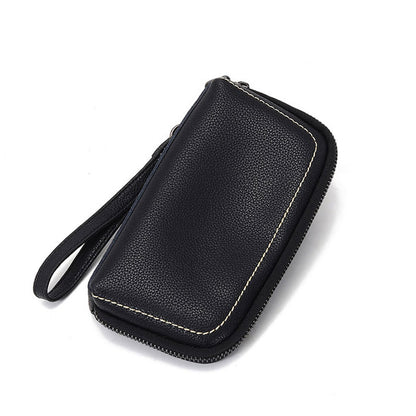 European and American genuine leather men's and women's long wallet shielding RFID anti-theft brush genuine leather wallet cowhide multi-card slot coin purse