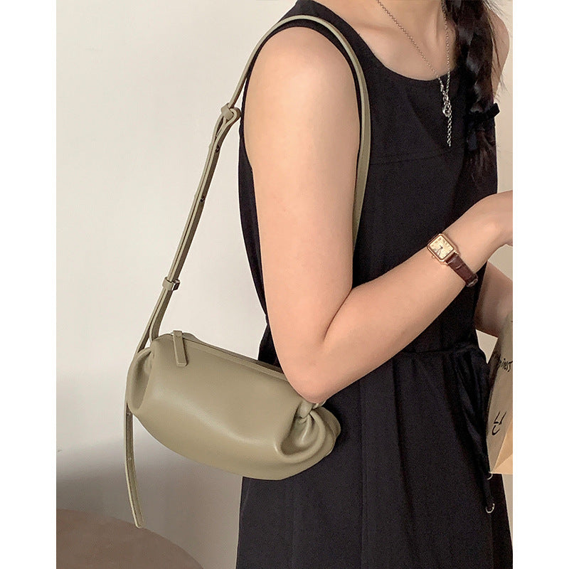 Cowhide cloud bag for women 2024 new genuine leather women's bag crossbody bag small bag versatile niche pleated bag shoulder bag