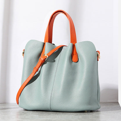 New simple genuine leather bag women's high-end texture shoulder bag casual soft leather large capacity commuter tote bag