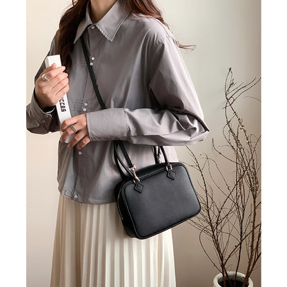 High-end Feather Bag Genuine Leather Light Luxury Handbag Women's Small Square Bag 2024 New Simple Crossbody Small Bag Shoulder Bag