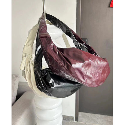 Large croissant croissant new cowhide dumpling bag women's texture niche genuine leather cross-body waist bag shoulder bag