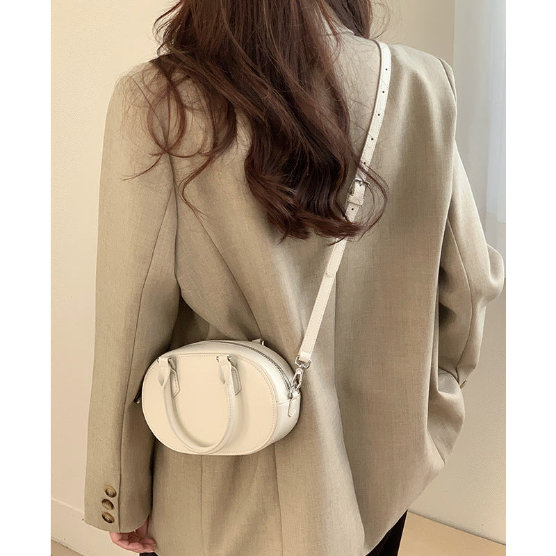 Women's Bags 2024 New Crossbody Small Bag Women's Bowling Handheld Small Round Bag High-end Genuine Leather Shoulder Women's Bag