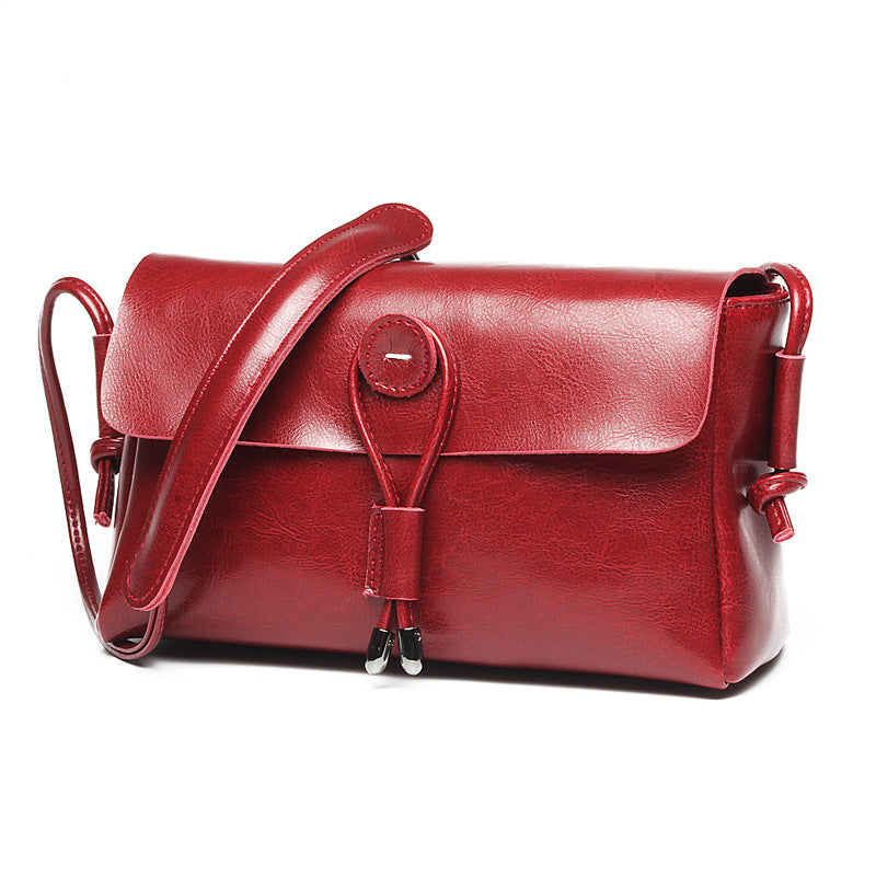 Genuine leather women's bag, trendy cowhide bag, fashionable and versatile women's shoulder cross-body bag, small square bag