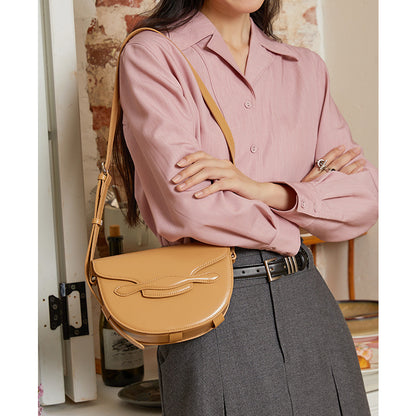 Crossbody bag for women niche design saddle bag new simple commuter genuine leather bag women's shoulder bag