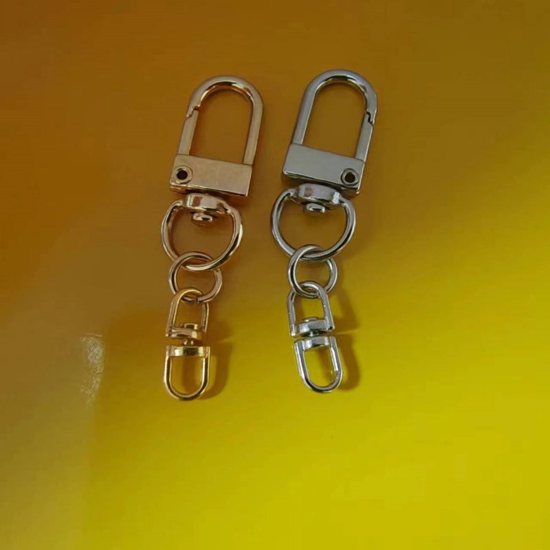 Small door buckle alloy U-shaped spring buckle with chain metal key bag buckle pendant