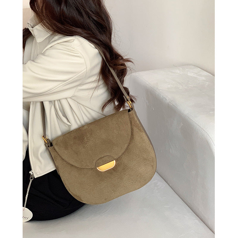 Shoulder bag women's armpit bag large capacity women's bag 2024 new style genuine leather bag niche frosted leather retro messenger bag