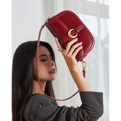 Temperament single shoulder armpit bag for women 2024 new genuine leather women's bag high-end crossbody bag niche design saddle bag