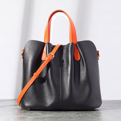 New simple genuine leather bag women's high-end texture shoulder bag casual soft leather large capacity commuter tote bag