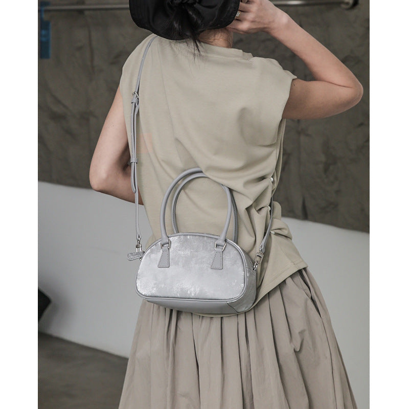 Hand-held new Chinese style bag, new Chinese style bowling bag, high-end cowhide women's bag, cross-body bag, shoulder bag