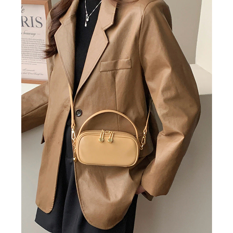 Women's genuine leather handheld small square bag new high-end crossbody bag women's white mini small bag shoulder bag