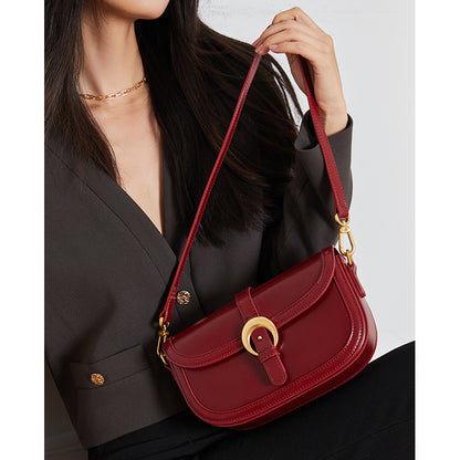 Temperament single shoulder armpit bag for women 2024 new genuine leather women's bag high-end crossbody bag niche design saddle bag