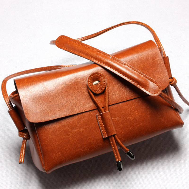 Genuine leather women's bag, trendy cowhide bag, fashionable and versatile women's shoulder cross-body bag, small square bag