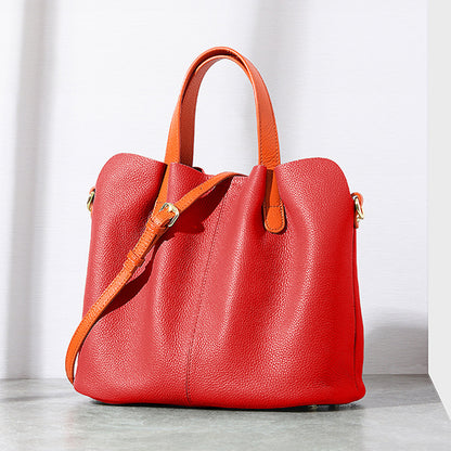 New simple genuine leather bag women's high-end texture shoulder bag casual soft leather large capacity commuter tote bag