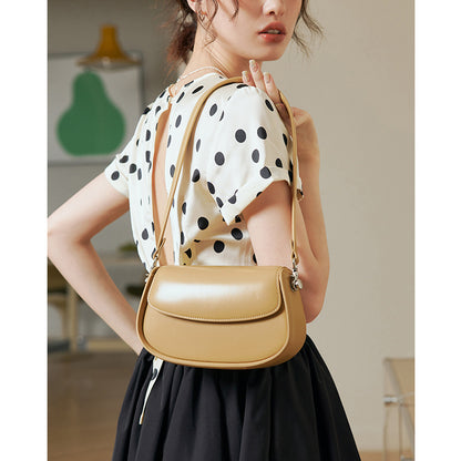 High-end women's bag 2024 new fashion armpit bag niche saddle bag crossbody genuine leather bag women's summer shoulder bag