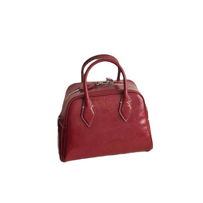 Genuine leather handbag women's niche high-end pillow bag new cowhide women's bag cross-body bag red wedding bag