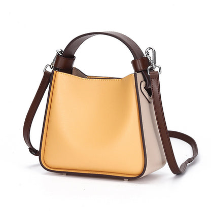 Genuine leather women's bag bucket bag commuter portable niche design single shoulder cross-body bag women's two-dimensional