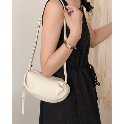 Cowhide cloud bag for women 2024 new genuine leather women's bag crossbody bag small bag versatile niche pleated bag shoulder bag