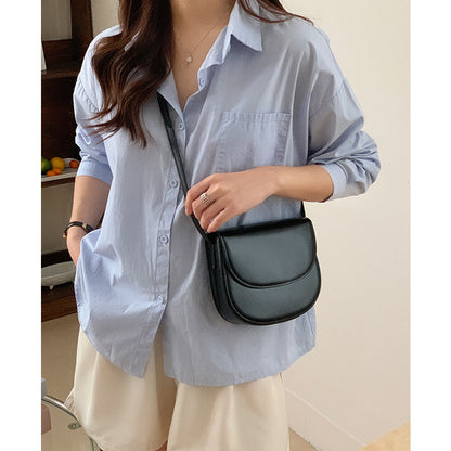 Niche genuine leather bag for women, high-end simple saddle bag, new commuter versatile shoulder crossbody bag for women