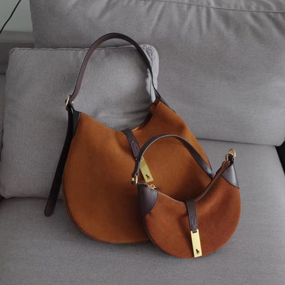 Underarm bag, women's high-end saddle bag, niche women's bag, new leather shoulder bag, retro hand-carrying crescent bag