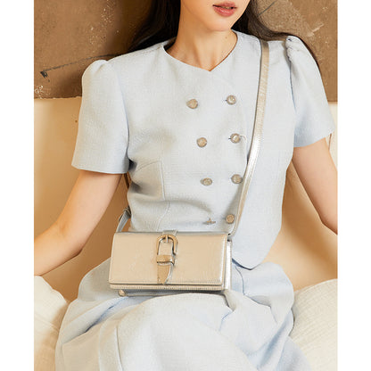 Crossbody bag women's niche design single shoulder small square bag new fashion women's bag genuine leather high-end Cambridge bag