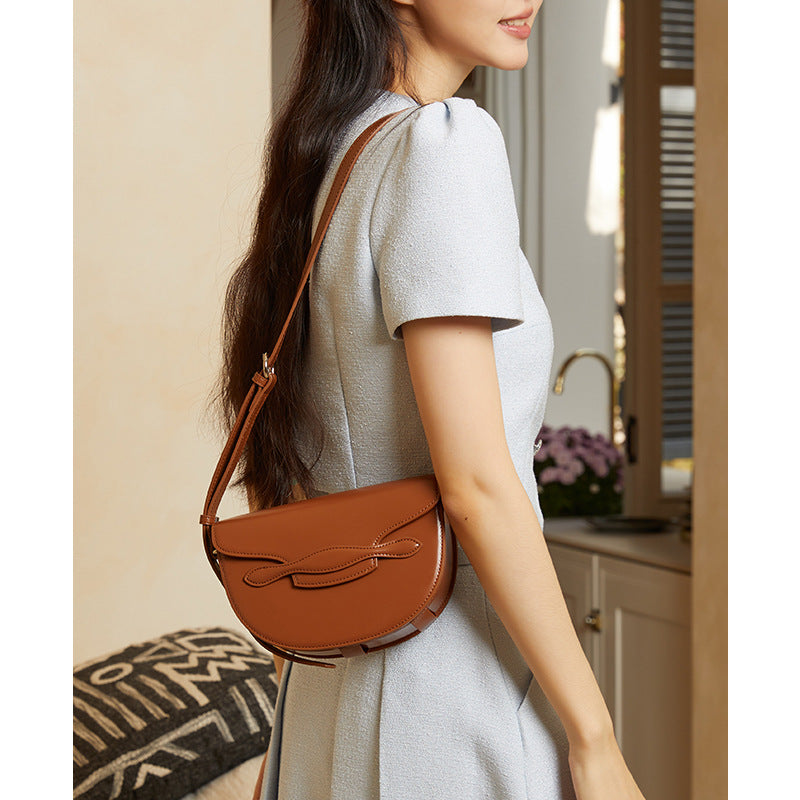 Crossbody bag for women niche design saddle bag new simple commuter genuine leather bag women's shoulder bag