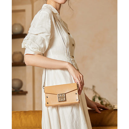 Women's genuine leather handheld small square bag new high-end crossbody bag women's white mini small bag shoulder bag