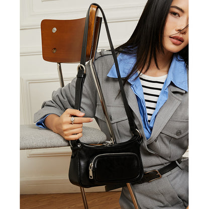 Niche design punk style cool genuine leather small bag new high-end small square bag female mini crossbody bag