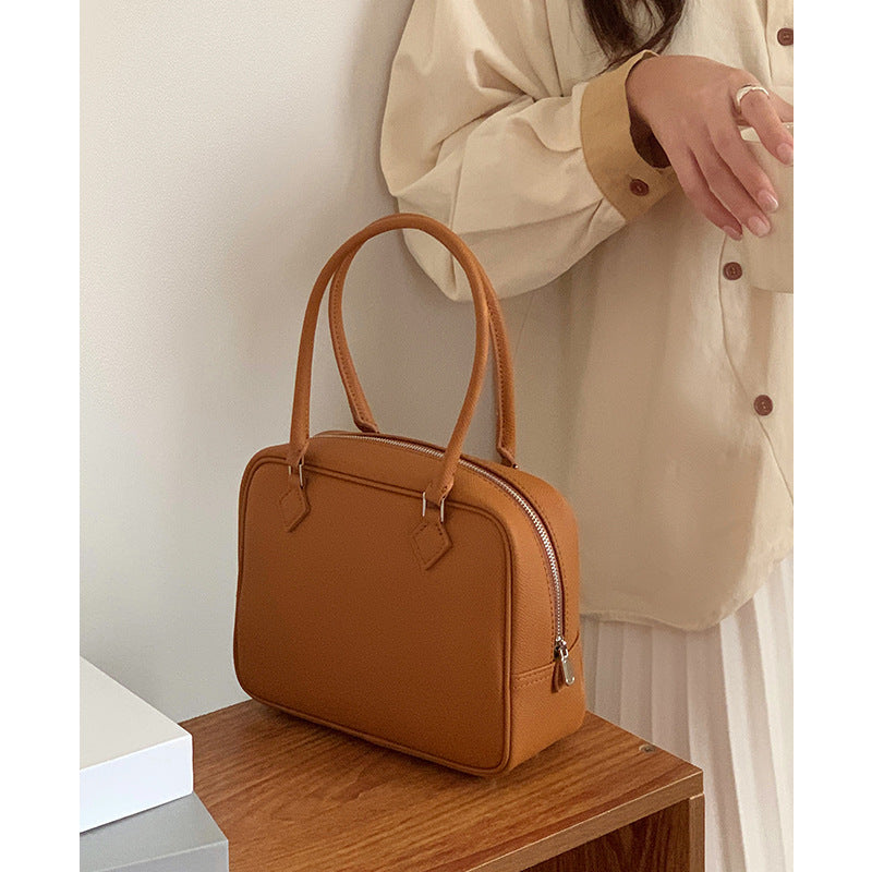 High-end Feather Bag Genuine Leather Light Luxury Handbag Women's Small Square Bag 2024 New Simple Crossbody Small Bag Shoulder Bag