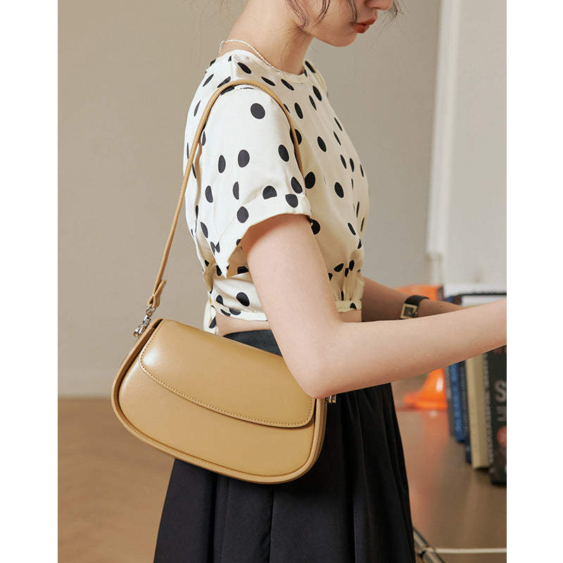 High-end women's bag 2024 new fashion armpit bag niche saddle bag crossbody genuine leather bag women's summer shoulder bag