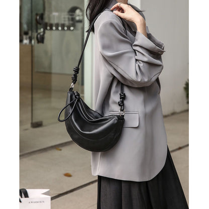 Niche design cowhide dumpling bag women's cross-body bag new genuine leather bag high-end saddle bag shoulder bag