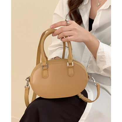 Women's Bags 2024 New Crossbody Small Bag Women's Bowling Handheld Small Round Bag High-end Genuine Leather Shoulder Women's Bag