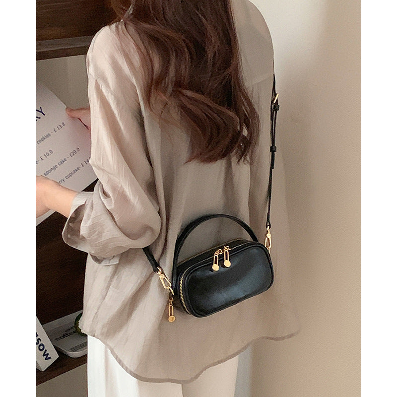 Women's genuine leather handheld small square bag new high-end crossbody bag women's white mini small bag shoulder bag