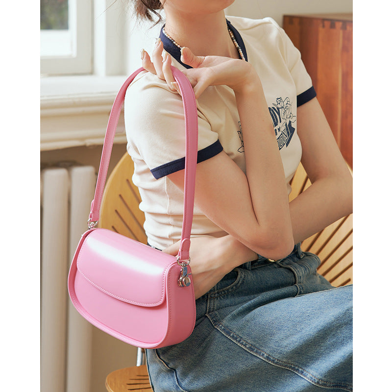 High-end women's bag 2024 new fashion armpit bag niche saddle bag crossbody genuine leather bag women's summer shoulder bag