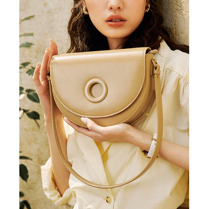 Underarm bag women's shoulder bag new niche design saddle bag high-end simple genuine leather bag cross-body bag