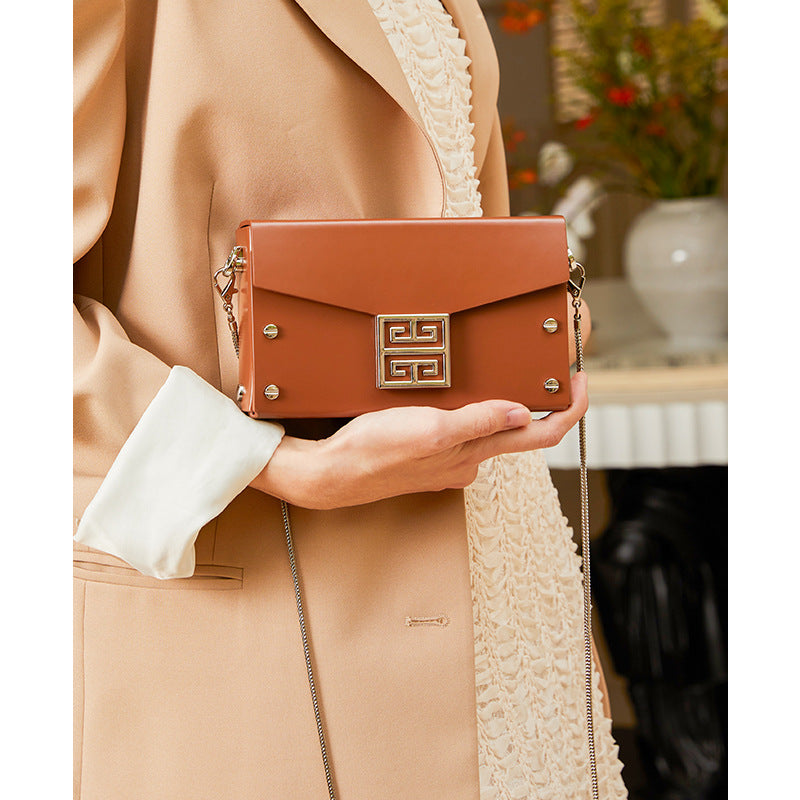 Women's genuine leather handheld small square bag new high-end crossbody bag women's white mini small bag shoulder bag