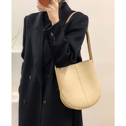 Large capacity cowhide bucket bag women's new simple tote bag commuter women's bag genuine leather crossbody bag shoulder bag