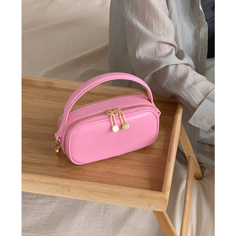 Women's genuine leather handheld small square bag new high-end crossbody bag women's white mini small bag shoulder bag